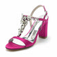 Women T-Strap Pump Beaded Chunky Wedding Prom Sandals