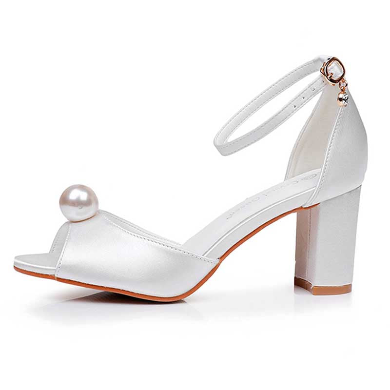 2.96" Satin Wedding Sandals Vintage Peep Toe Stiletto Heeled Shoes