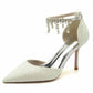 Lace Heels Ankle Strap Pumps With Pearls Bride Party Heel