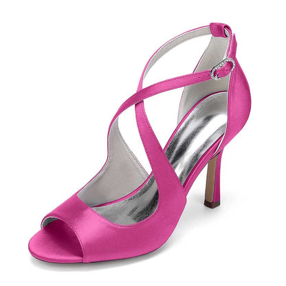 Wedding Shoes Cross Strap Bridal Sandals Hand-Made Dress Heels