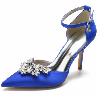 Womens Ankle Strap Pumps Beaded Party Heels Formal Dress Shoes