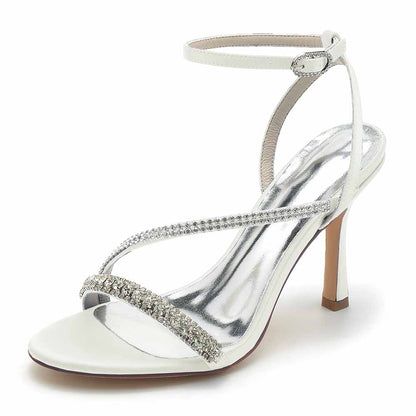 Women Rhinestones High Heel Sandals Ankle Strap Wedding Sandals