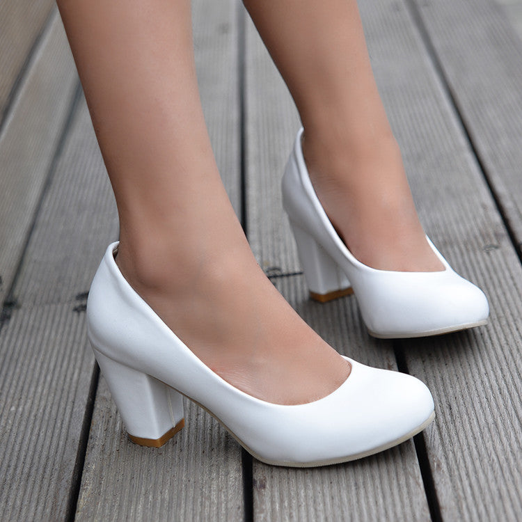 2.76" Chunky Heel Pumps Closed Toe Dress Shoes