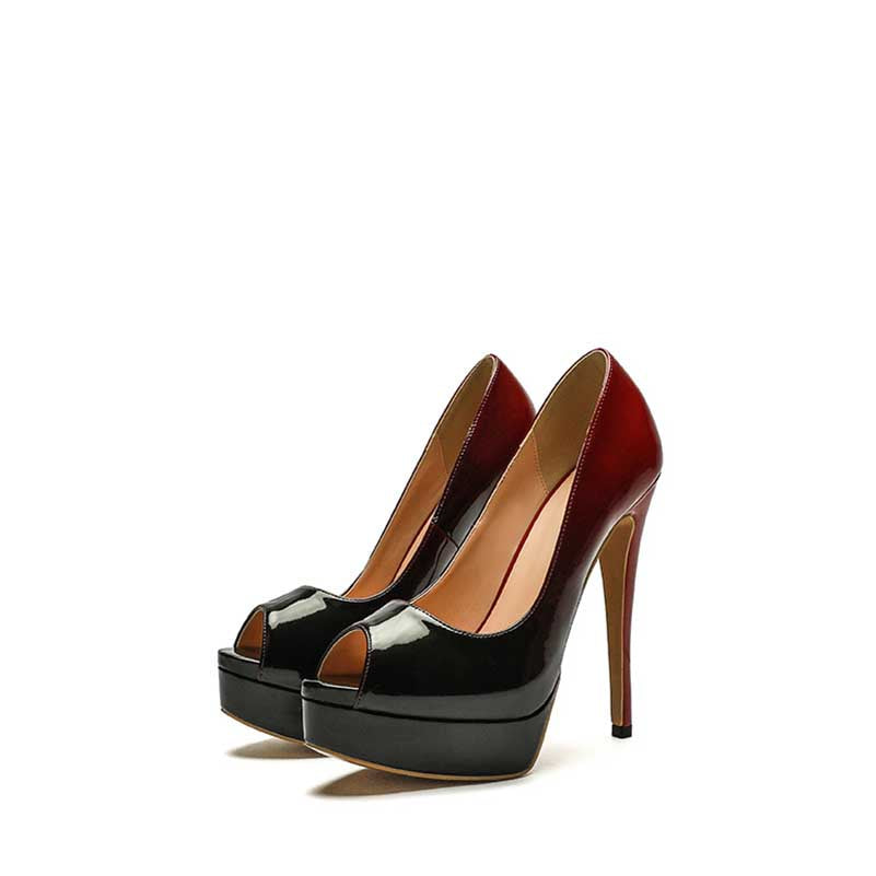 SD Dresscode black and red 5.91 inch high heel party shoes with peep toe design for stylish occasions