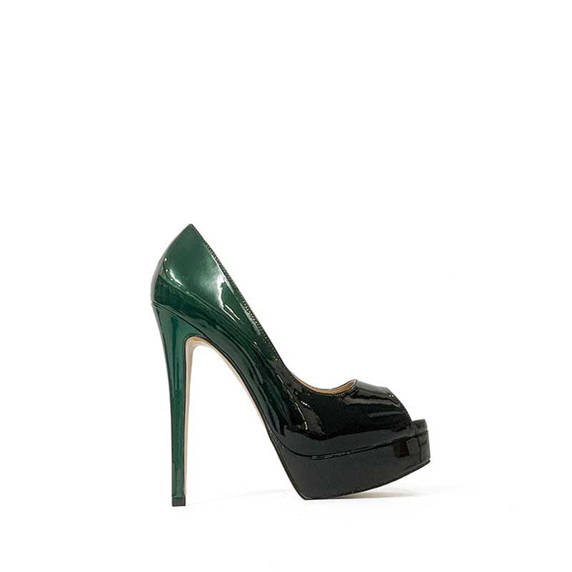 Elegant SD Dresscode & Fashiontrends 5.91 inch high heel party shoes in black and green color combination