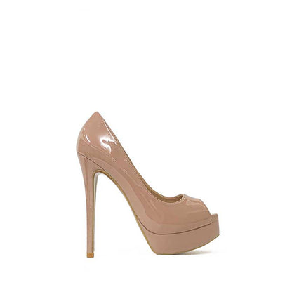 SD Dresscode & Fashiontrends 5.91 inch high heel party shoes in nude with peep toe design