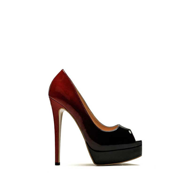 SD Dresscode & Fashiontrends 5.91 inch high heel party shoes in black and red with peep toe design
