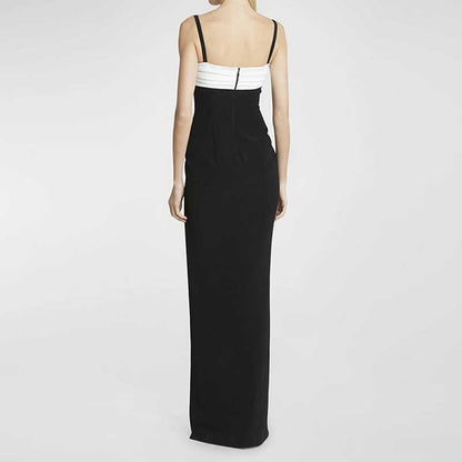 Spaghetti Straps Black Formal Dress High Split Cocktail Dress