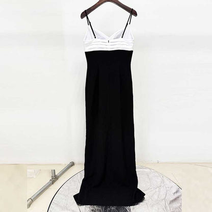 Spaghetti Straps Black Formal Dress High Split Cocktail Dress