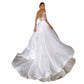A-line Princess Boho Bridal Dress Long Sleeves Scoop Neck Covered Button Wedding Dress With Appliqued