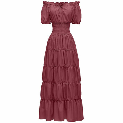 Costume Medieval Chemise Dress Pirate Peasant Dress Bohemian Long Dress For Women