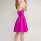 Women's Strapless Satin Short Prom Dresses with Pocket A Line Glitter Homecoming Dress