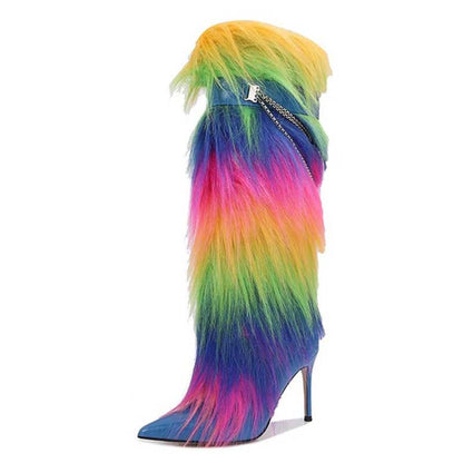 Women's Faux-fur Boots Multi-Color