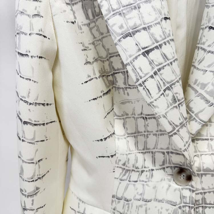 Ivory animal print suit for women by SD Dresscode & Fashiontrends with stylish notched lapels