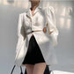 Women's One Button Blazer Cut Out Sides Mid-Length Coat