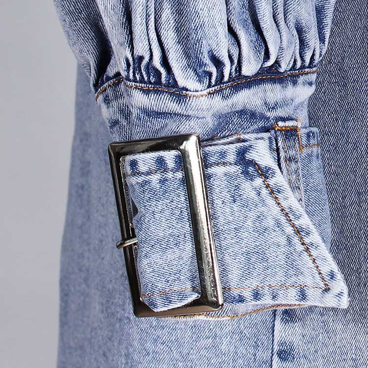 Ruffled Denim Jacket for Women – Women’s Fitted Waist Coat with Flounce Design