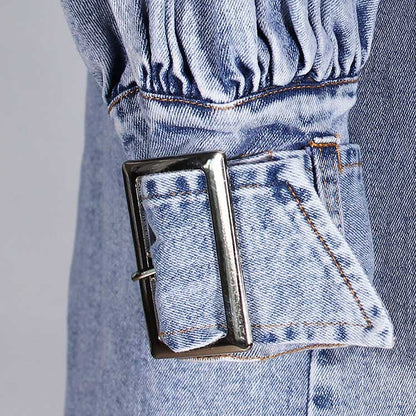 Ruffled Denim Jacket for Women – Women’s Fitted Waist Coat with Flounce Design