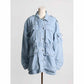 Medium length denim jacket with pockets for women