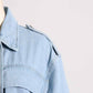 Medium length denim jacket with pockets for women