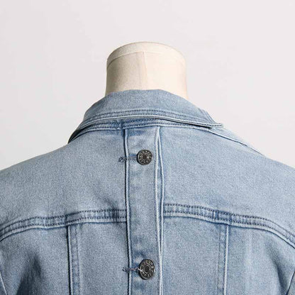 Retro off-the-shoulder blue denim jacket Top Jean Coat