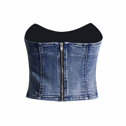 Womens Denim Bustier Top