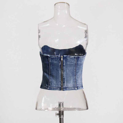Womens Denim Bustier Top