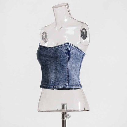 Womens Denim Bustier Top