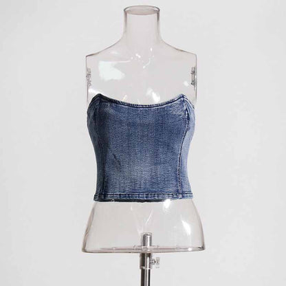 Womens Denim Bustier Top