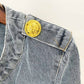 Women's Golden Lion Buttons Fitted Crop Denim Blazer Jacket Blue