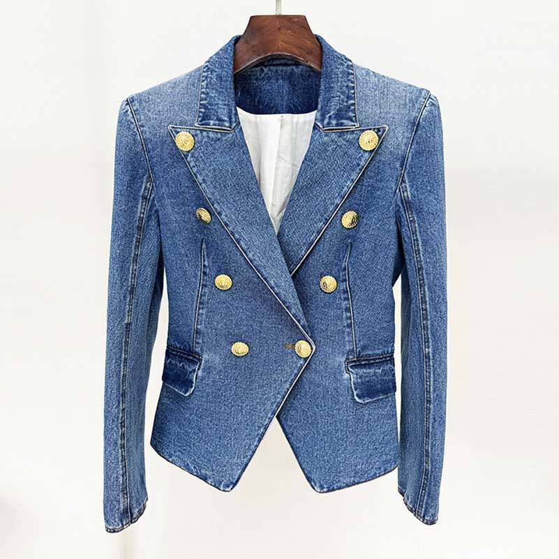 Womens Denim Jacket and Skirt Two Piece Mini Skirt Suit