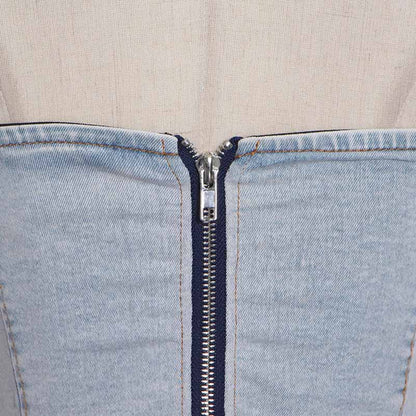 Women's Demin Pantsuit Tube Top & Jeans Set