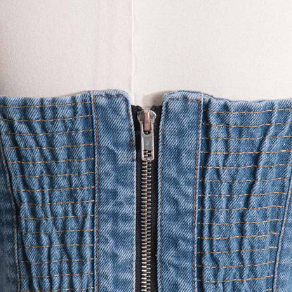 Sexy Spaghetti Strap Cropped Bustier Demin Tank Top