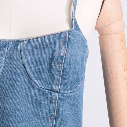 Sexy Spaghetti Strap Cropped Bustier Demin Tank Top