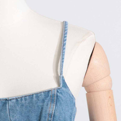 Sexy Spaghetti Strap Cropped Bustier Demin Tank Top