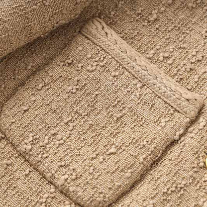 Luxury tweed autumn winter coat khaki tweed woolen cloth jacket