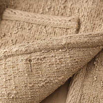 Luxury tweed autumn winter coat khaki tweed woolen cloth jacket