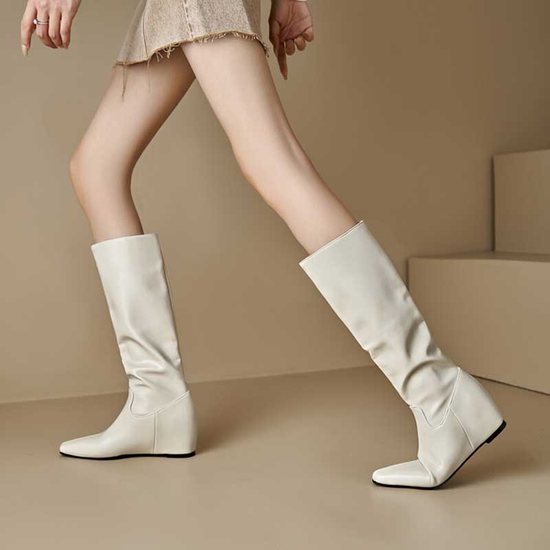 Women's Knee Boots With Wedge Heel