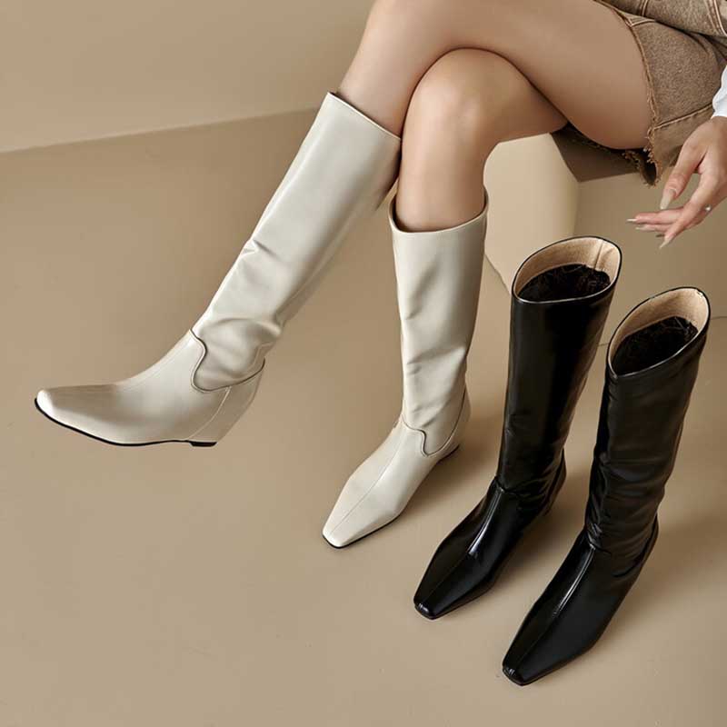 Women's Knee Boots With Wedge Heel