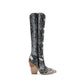 Women Knee High Boots Vintage Western Cowboy Boots Wedged-heel Knight Boots