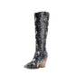 Women Knee High Boots Vintage Western Cowboy Boots Wedged-heel Knight Boots