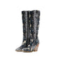 Women Knee High Boots Vintage Western Cowboy Boots Wedged-heel Knight Boots