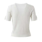 Women Knit Cardigan O-Neckline Cropped Top Short Sleeve Knitted Slim Coat