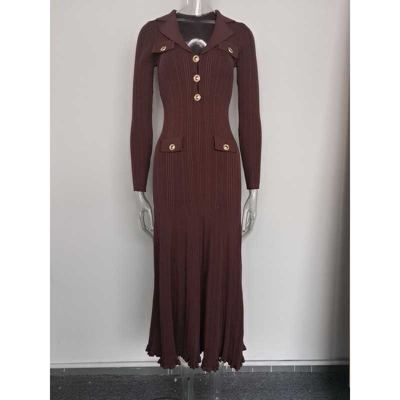 Knit Midi Dress for Women | Casual Long Sleeve Bodycon Dress