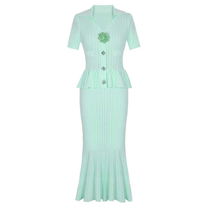 Long Sleeve Ribbed Knit Midi Dresses