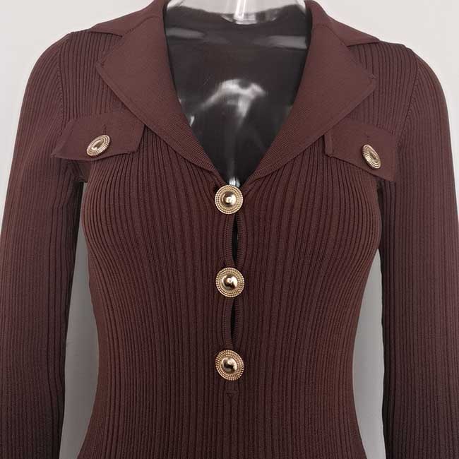 Knit Midi Dress for Women | Casual Long Sleeve Bodycon Dress