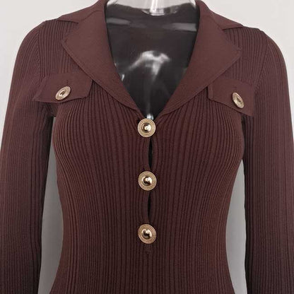 Knit Midi Dress for Women | Casual Long Sleeve Bodycon Dress