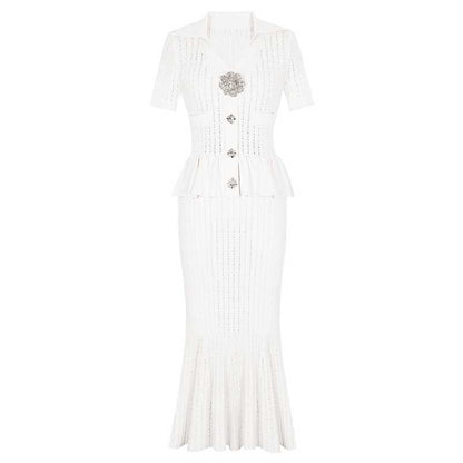 Long Sleeve Ribbed Knit Midi Dresses