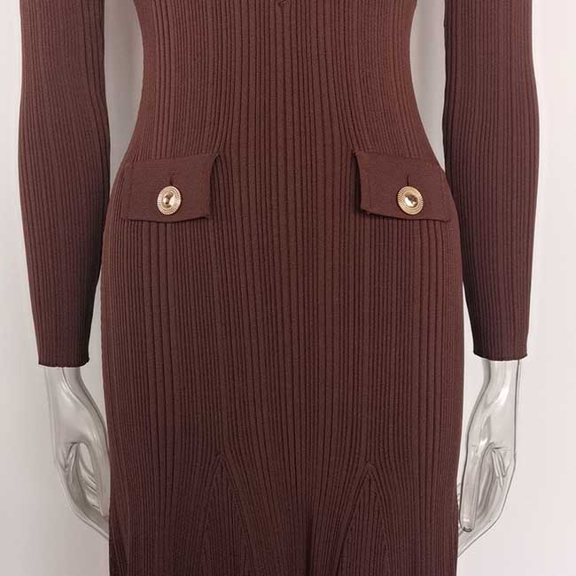 Knit Midi Dress for Women | Casual Long Sleeve Bodycon Dress