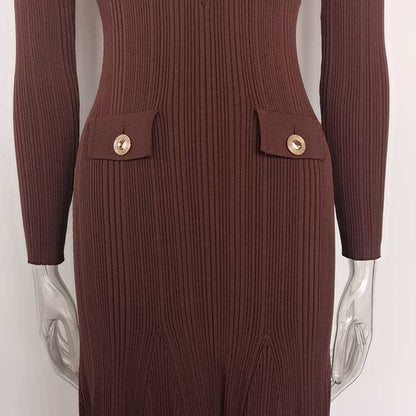 Knit Midi Dress for Women | Casual Long Sleeve Bodycon Dress