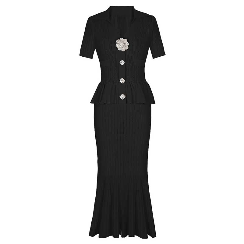 Long Sleeve Ribbed Knit Midi Dresses